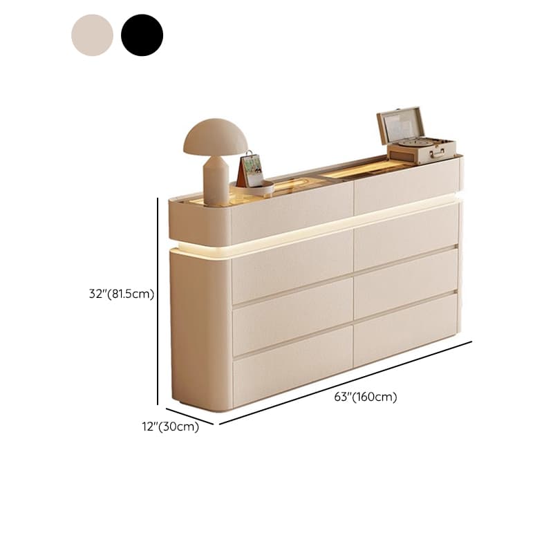 Simplistic Hardwood Double Dresser with 8 Horizontal Drawers and LED Lights - image 16