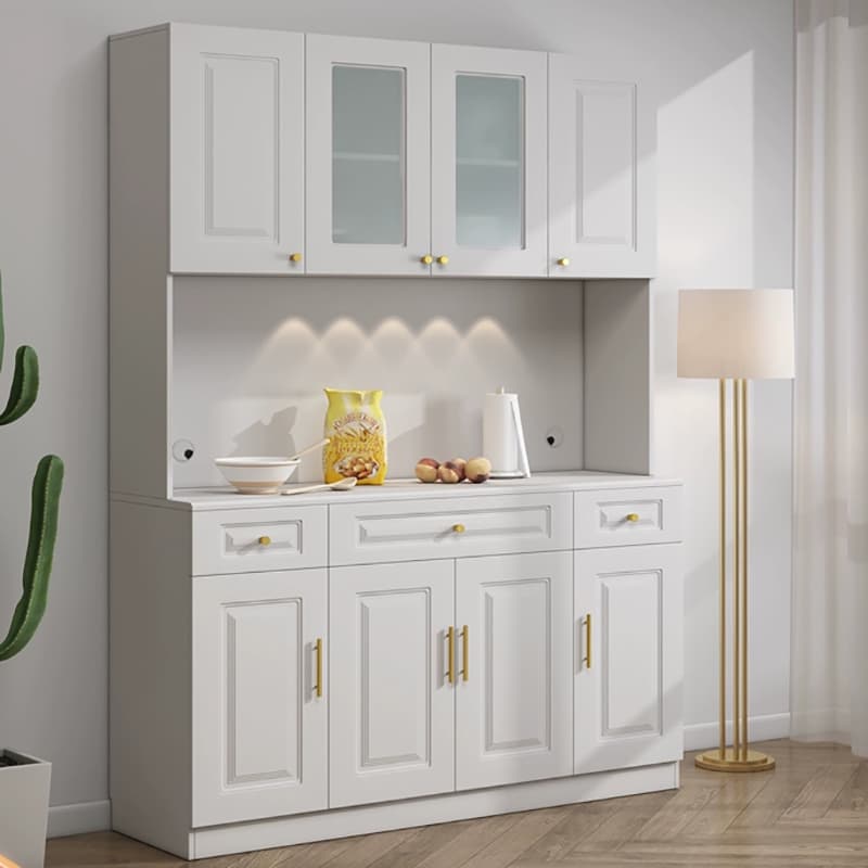White Modern Wood Sideboard with Drawer and Cabinet with Adjustable Shelves - image 3