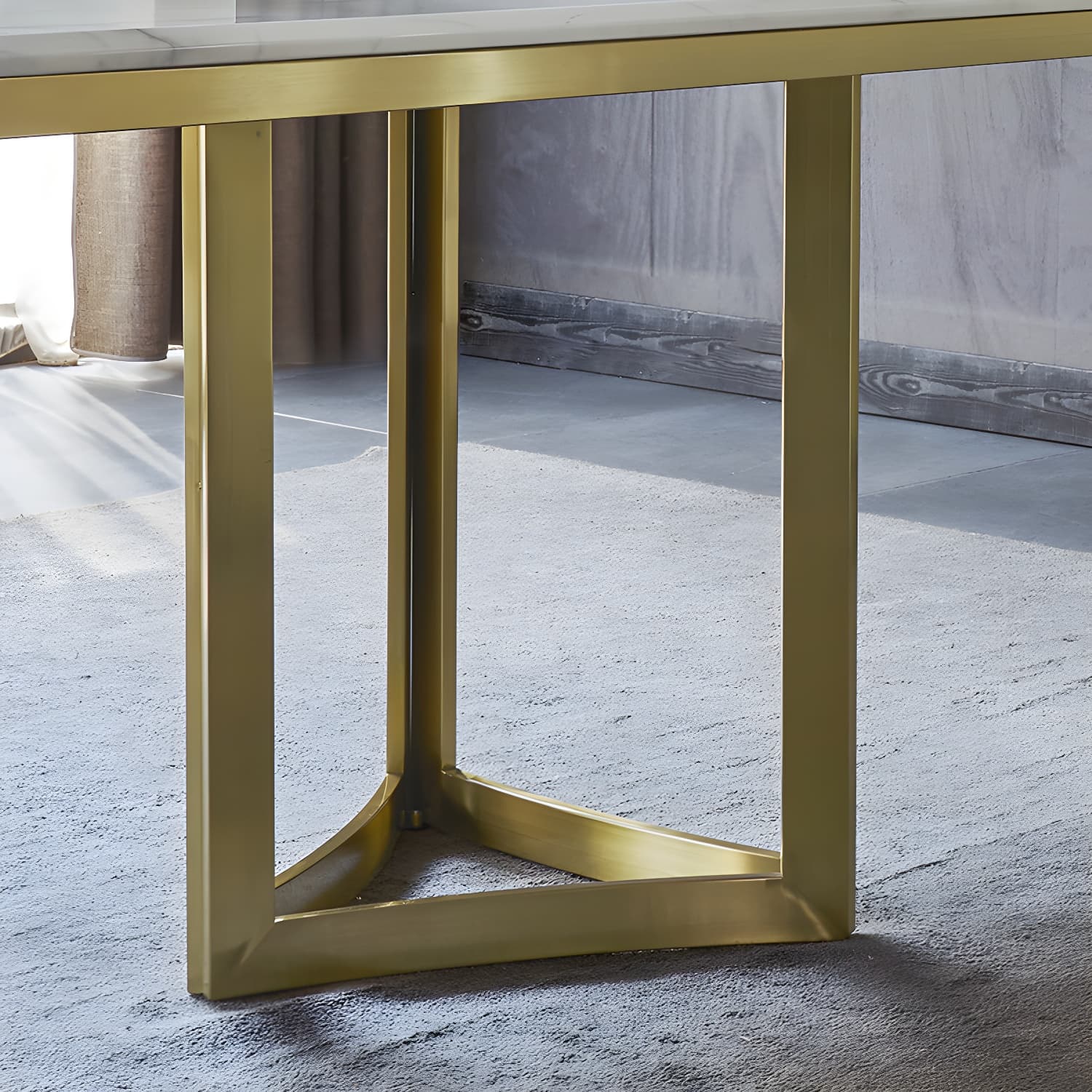 Traditional Luxury Dining Table Rectangle Double Pedestal Table with Gold Frame - image 8
