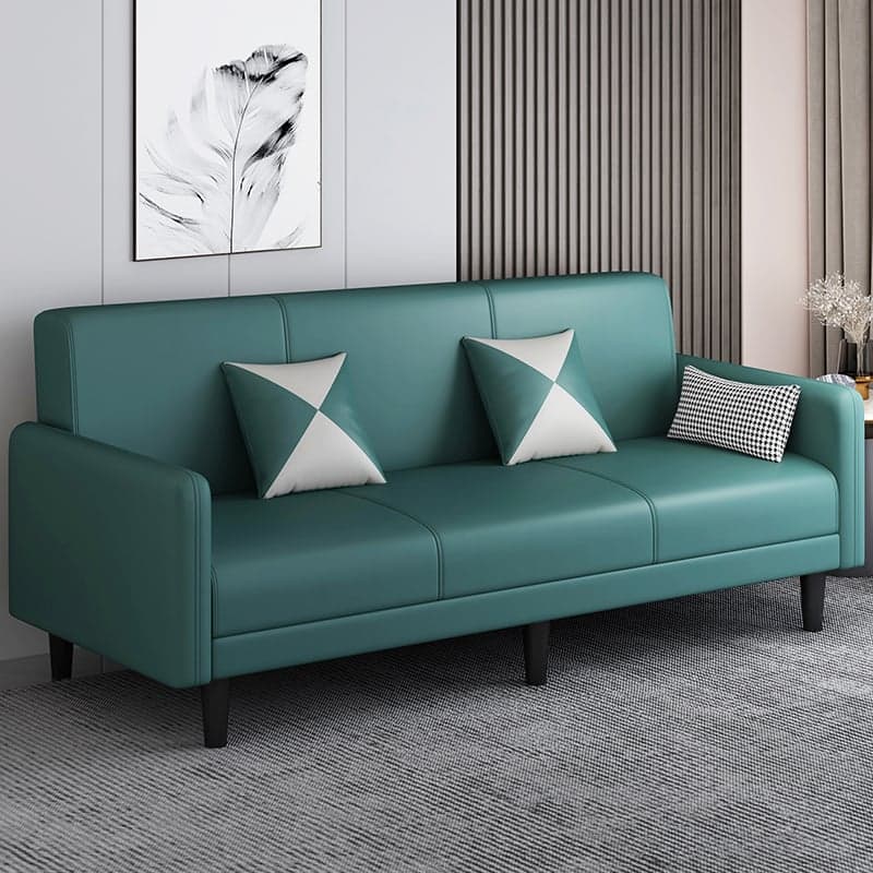 Convertible Sofa in Gray/Cerulean/Off-White with Armrest and 3 Pillows - image 5