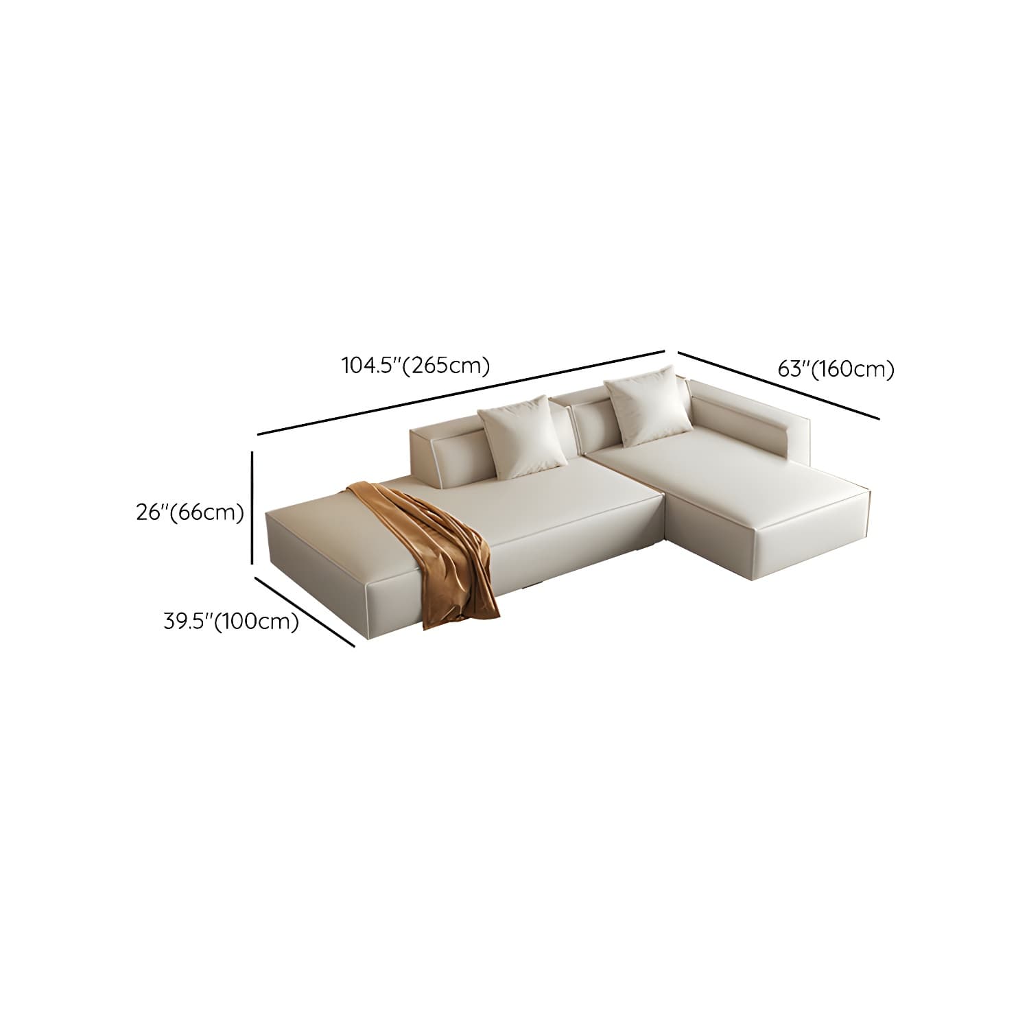 Modern Beige Pillow Back Sectional Sofa in Silicone Rubber with Wood Frame - image 15
