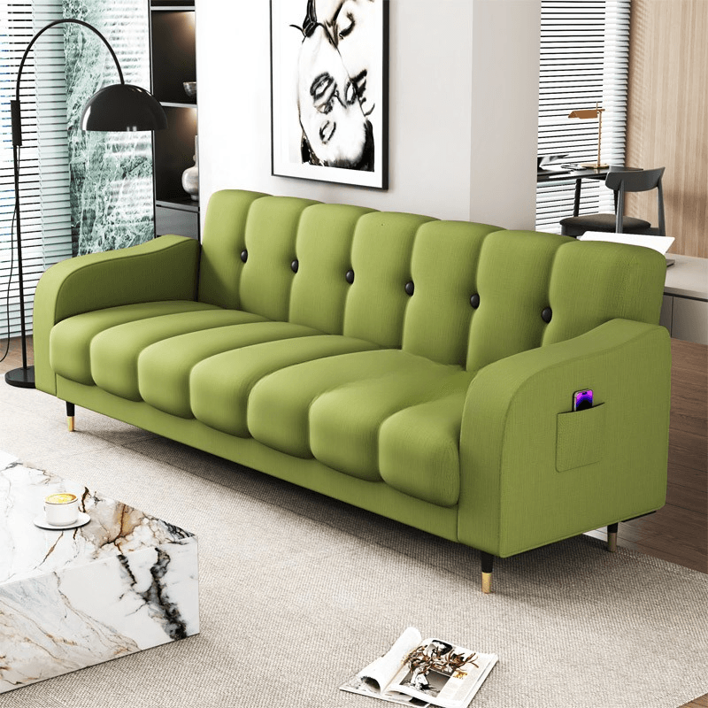 Contemporary Modern Solid Color Scratch-durable Convertible Sofa in Pu Leather with Midnight Black/Gray/White Upholstery, Seats 3/2-seater, with Receptacle Storage - image 5