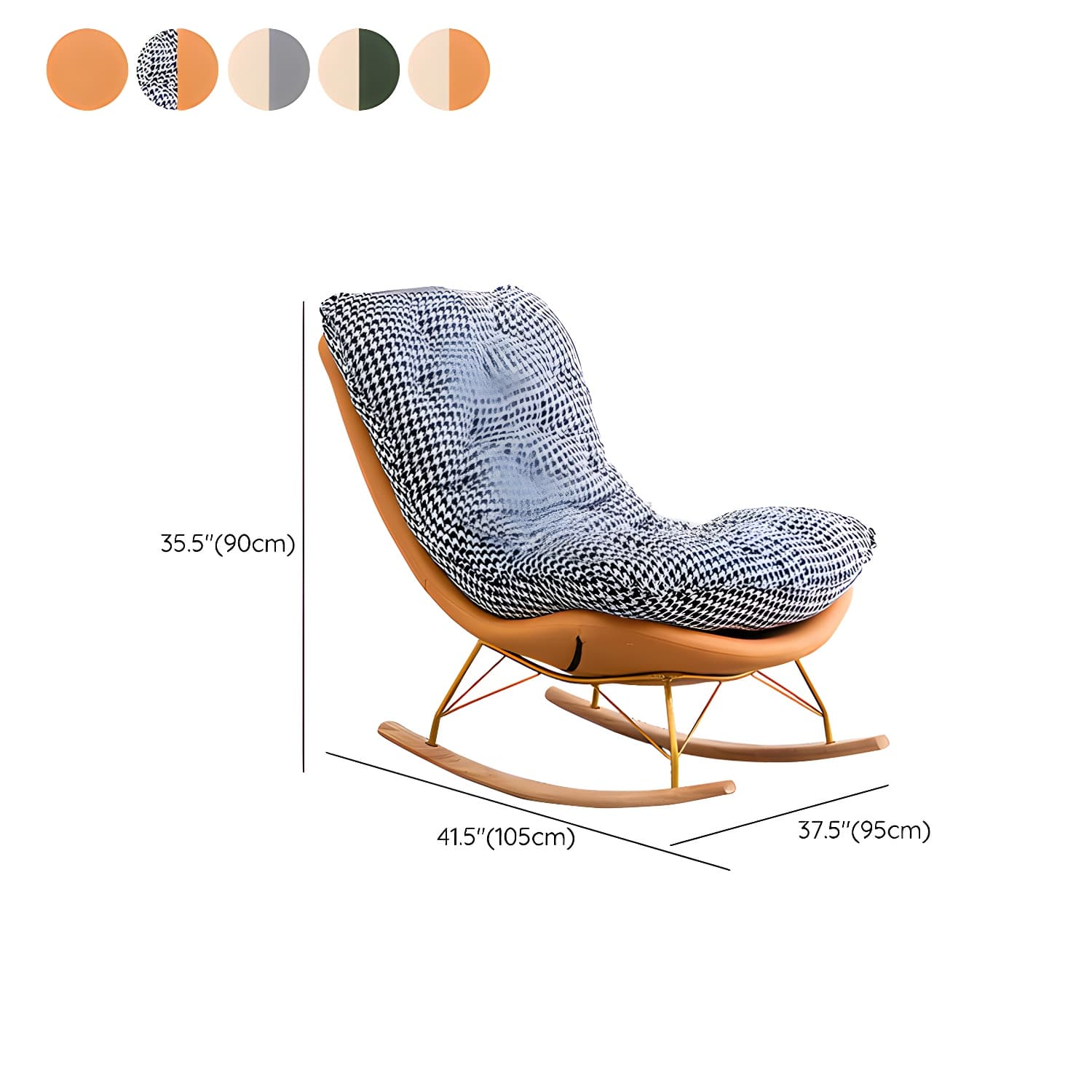 Modern Tufted Upholstered Rocking Chair with Natural Wood Legs - image 22