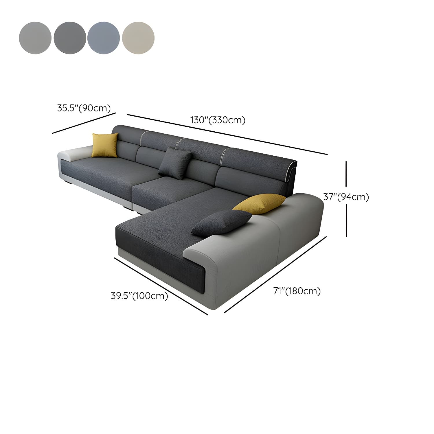 Modern L-Shape Wood Frame Sponge Cushion Back Sectional Sofa Chaise (10 Feet) - image 16