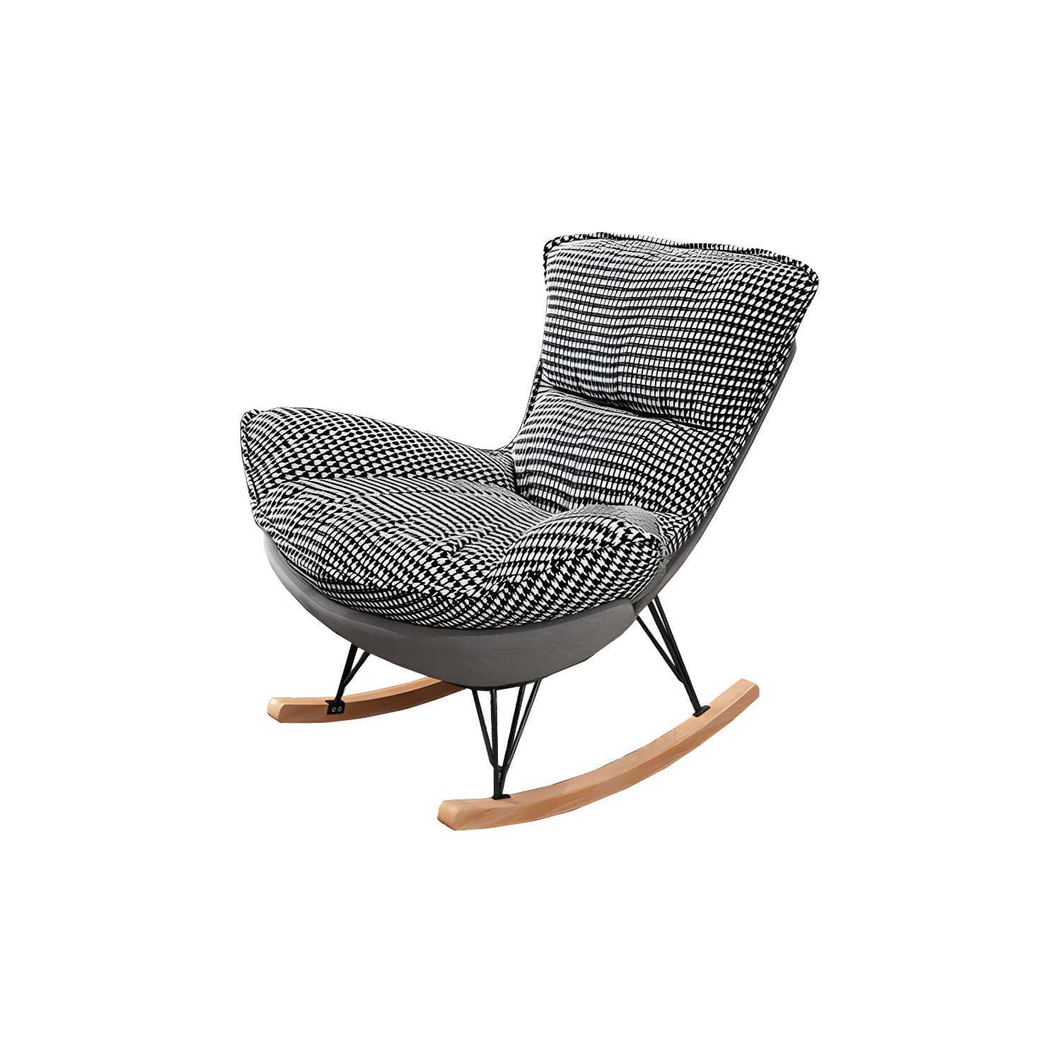 Contemporary Rocking Chair Solid Wood Rocker Chair with Seat Cushion - image 10