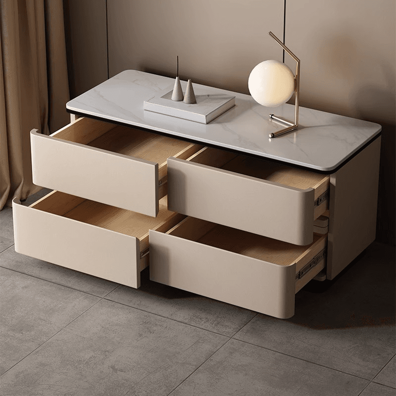Modish Nightstand With Drawer Organization with 4 Drawers and Stone Tabletop - image 12
