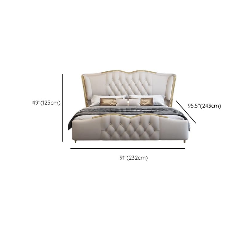 Beige Luxurious Solid Color Storage Bed/Platform Bed with Pine Wood Frame and Button-tufted Design for Living Room - image 15