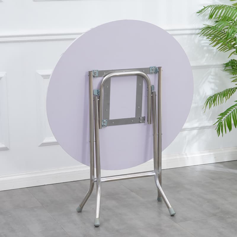 Art Deco Sepia/Natural Color/Cream Rounded Dining Table with Timber Top, Portable and Collapsible for 2 People - image 8