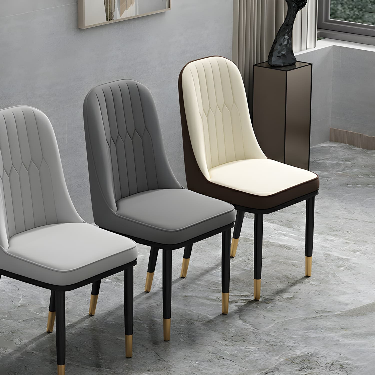 Modern Dining Room Armless Parsons Faux Leather Dining Side Chair - image 9