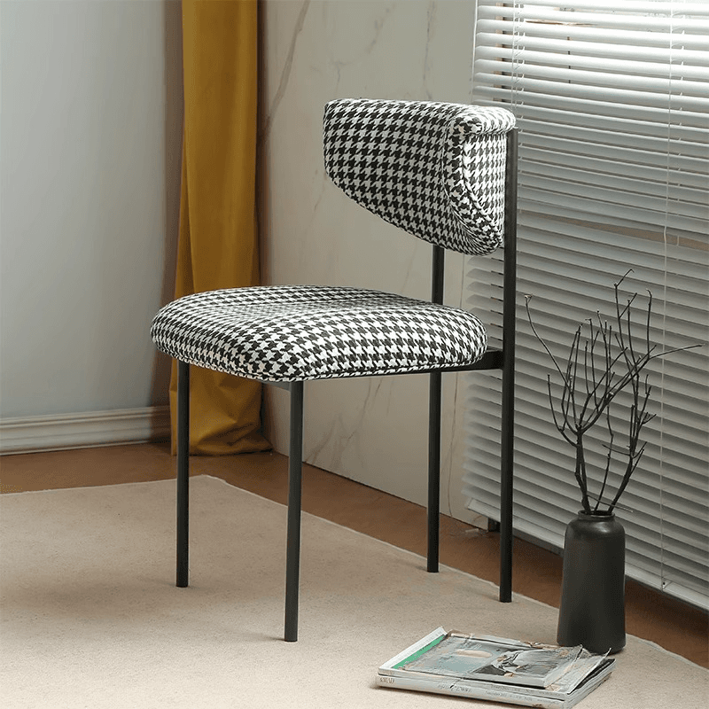 Scandinavian Side Chair with Uncovered Back, Upholstered, Ink/Gilded Metal Legs - image 10