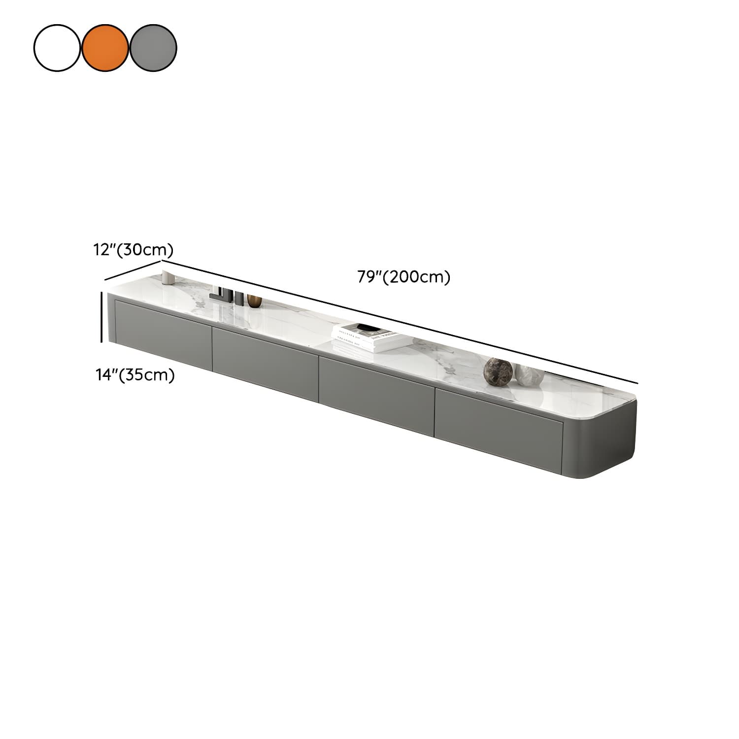 Stone Low TV Stand with Soft-close Drawers and Cable Management - image 19