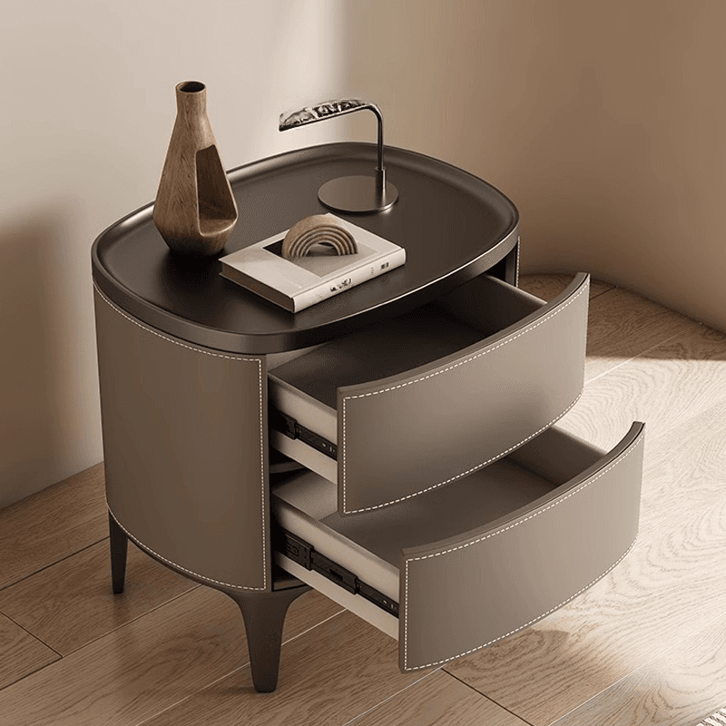 Contemporary 2 Tiers Drawer Storage Bedside Table with Real Wood Countertop - image 12