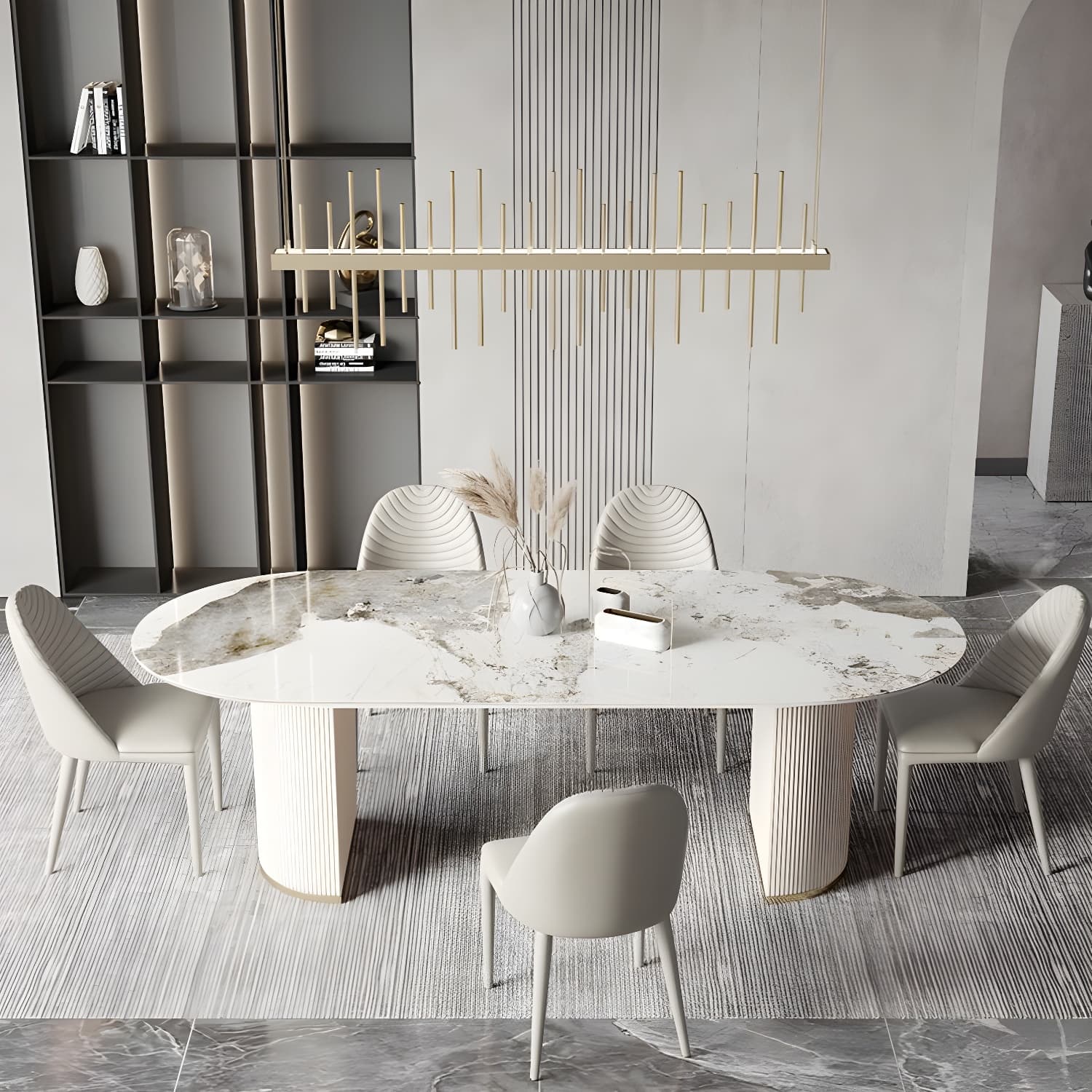 Traditional Luxury Dining Table Sintered Stone Oval Table for Home - image 4