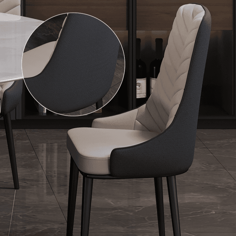 Dining Table Set with Rounded Stump Base, Padded Chair with Back for 6 People/4 People in White - image 7