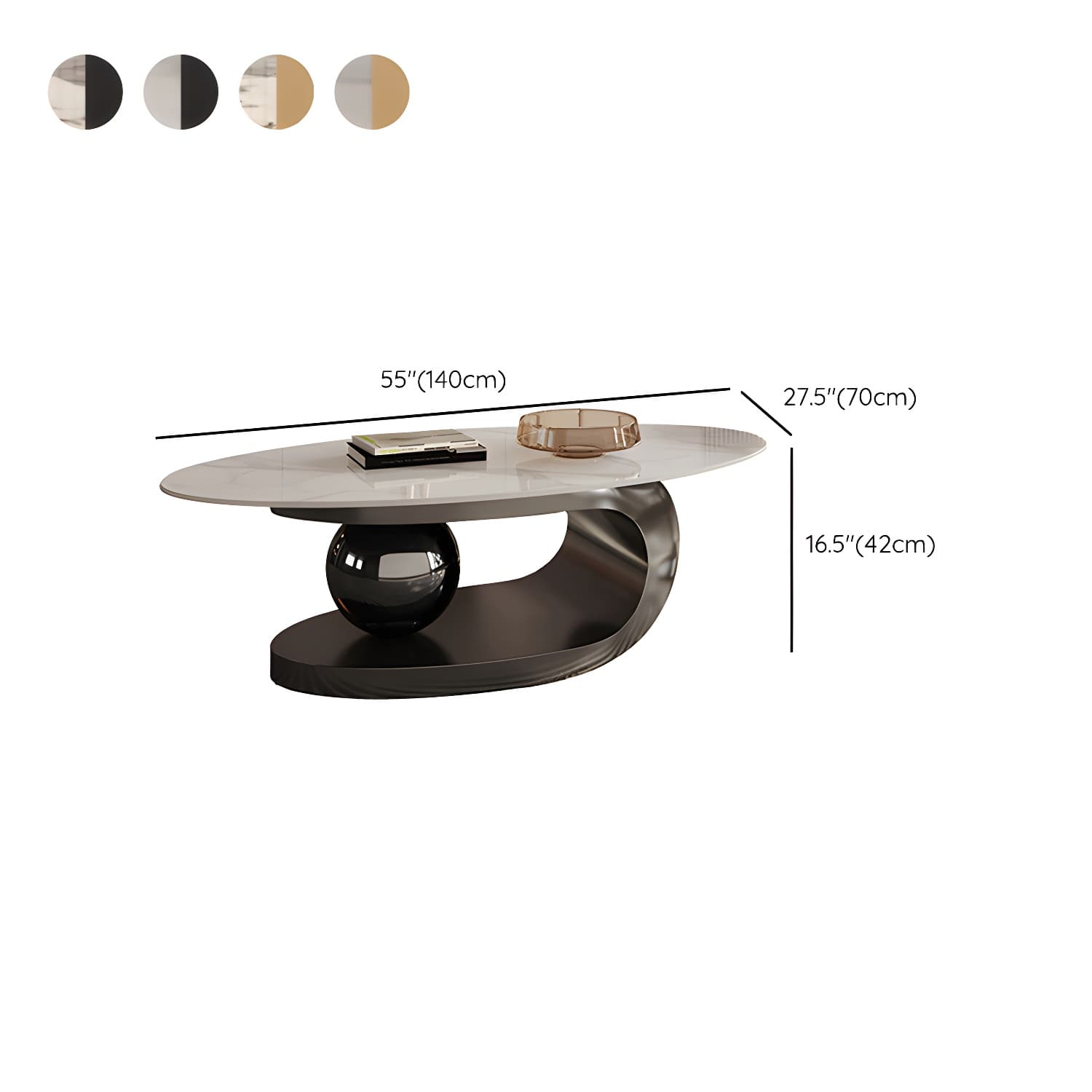 No Distressing Slate Coffee Table Pedestal Oval Single Coffee Table - image 18
