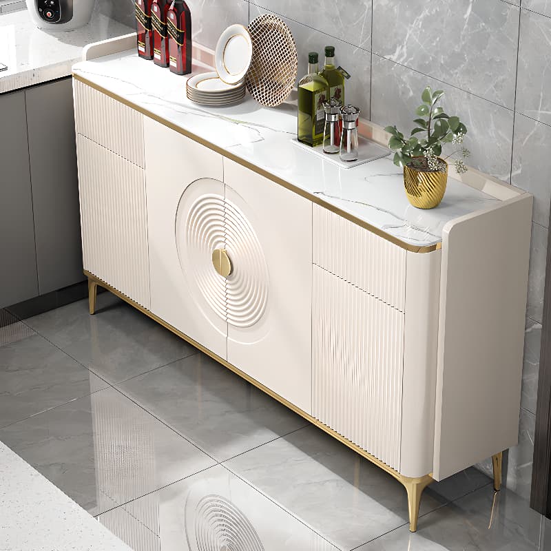 Glam Free Standing Utility Storage Cabinet for Parlor with Sintered Stone Countertop