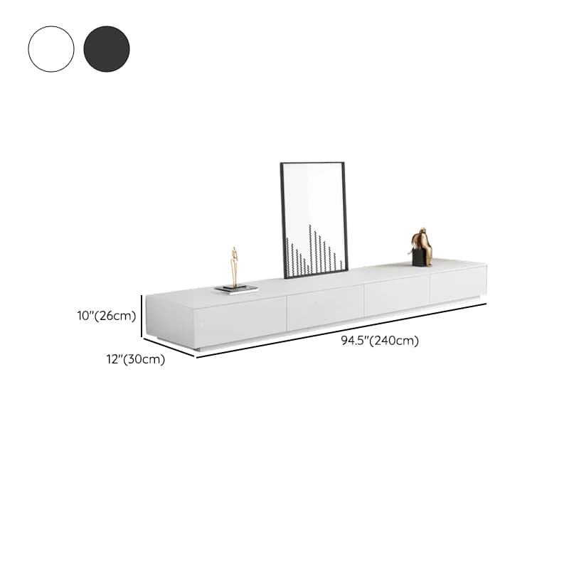 Trendy TV Stand with Storage, 2 Drawers & 2 Cabinets, White/Black - image 14