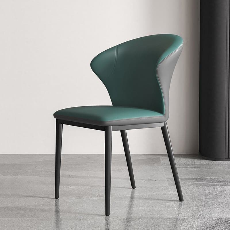 Modish Side Chair with Wing Chair Back, Padded Upholstery, Midnight Black Metal Legs - image 5