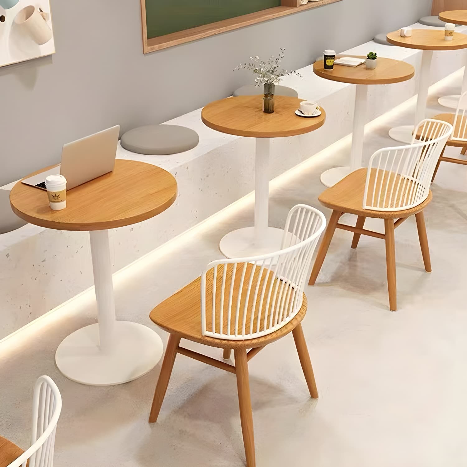 Modern Natural Pine Solid Wood Top Dining Table with Iron Base - image 4
