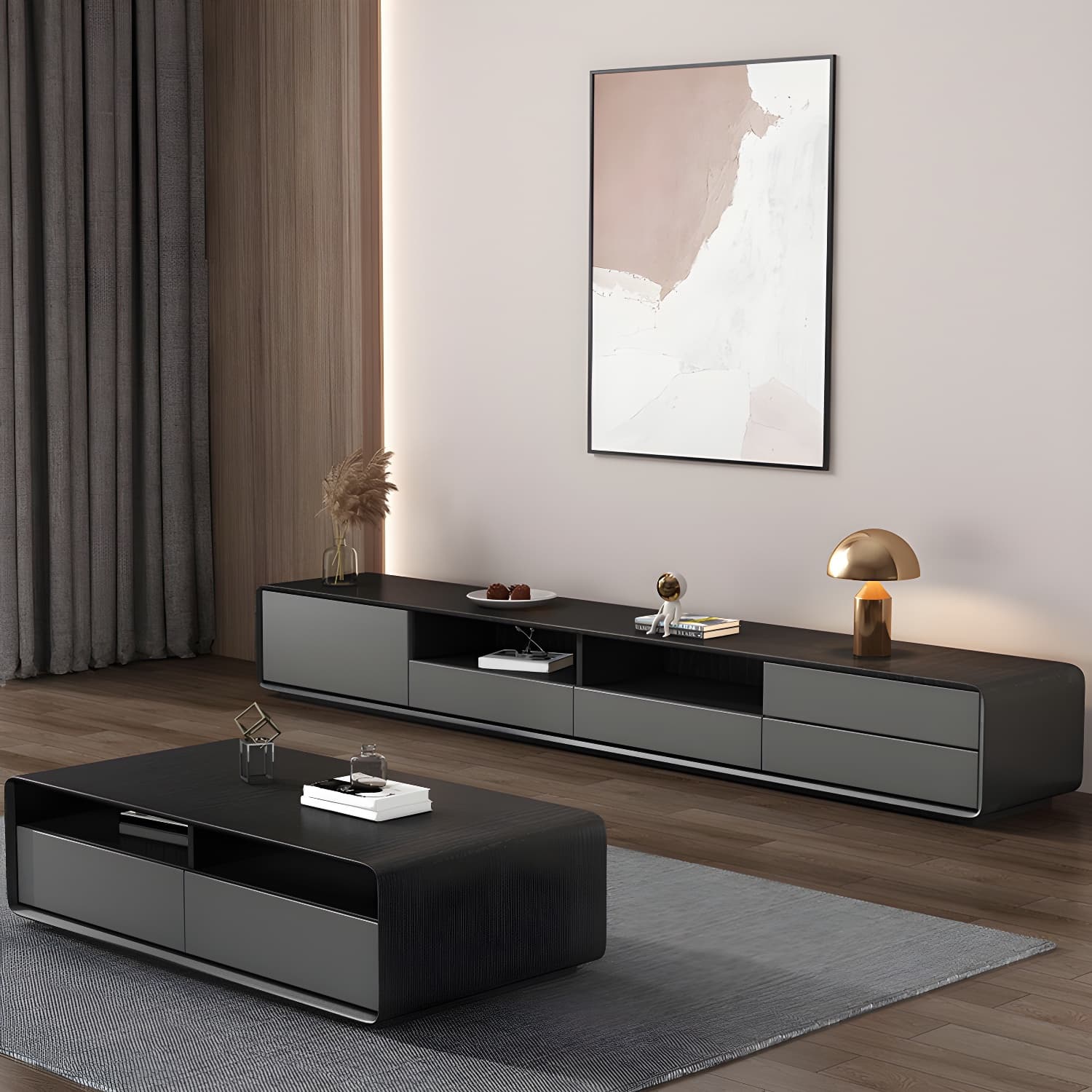 Wooden TV Media Console Scandinavian TV Stand Console with Drawers - image 7