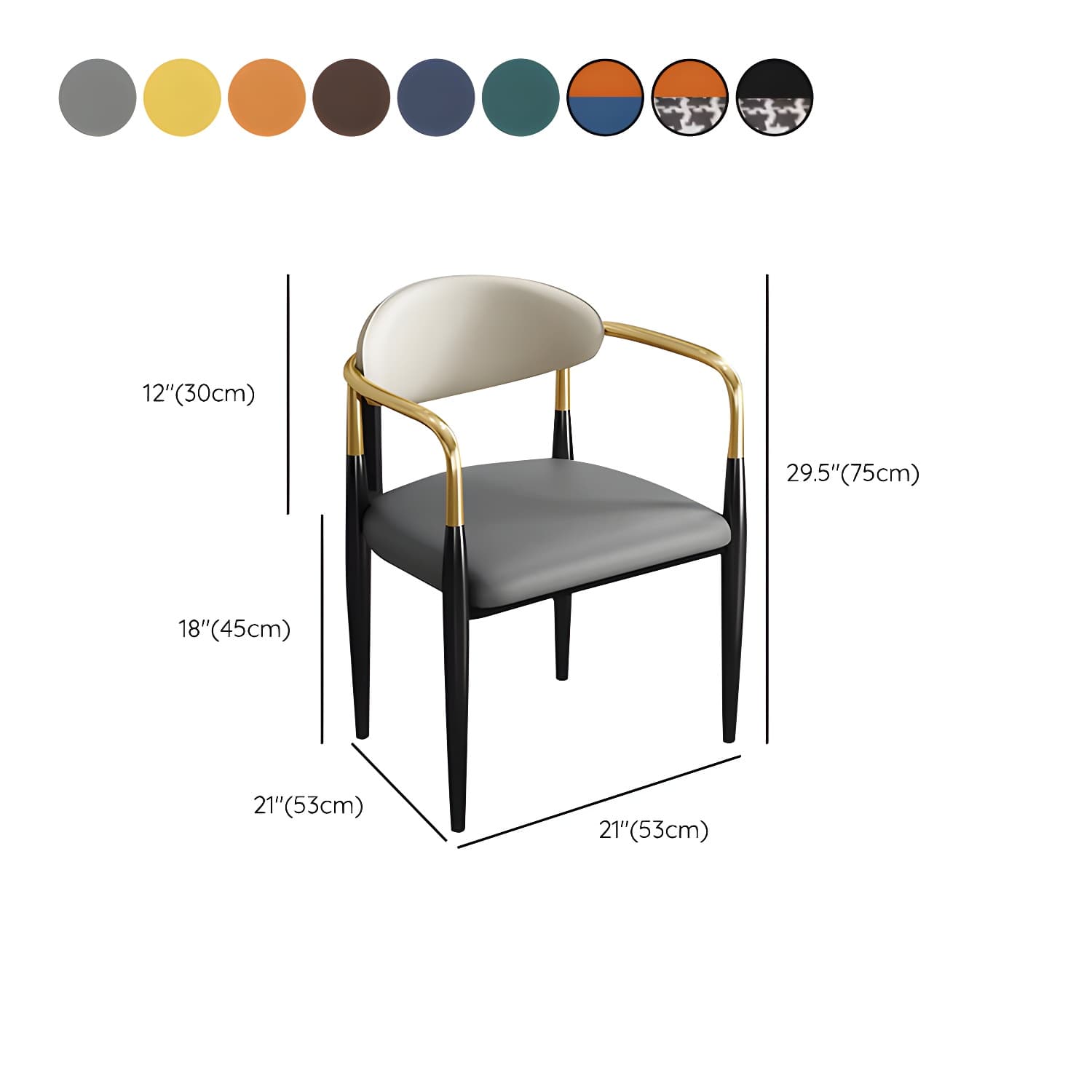Contemporary Metal Dining Chair Black Legs Dining Room Arm Chair - image 17