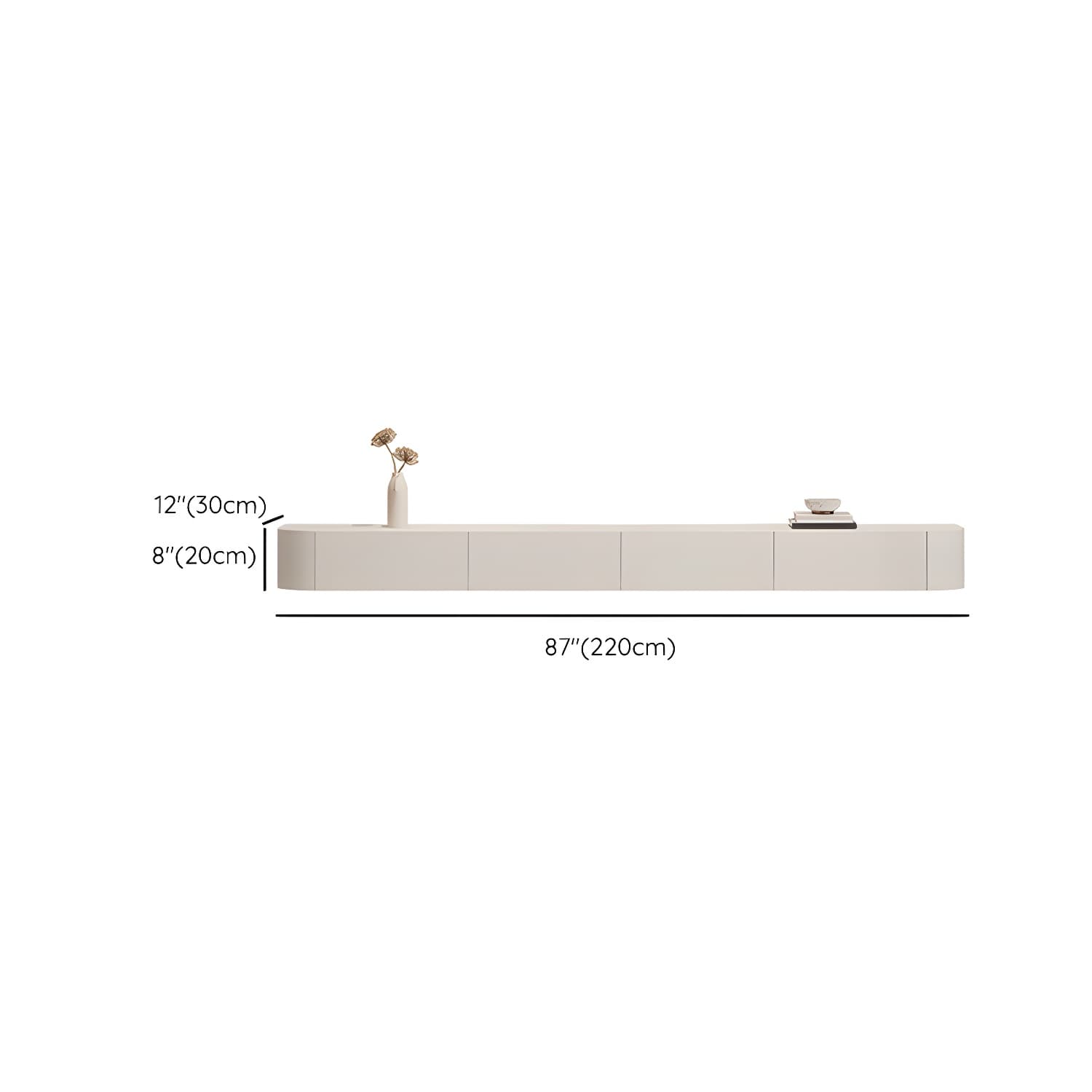 Contemporary Media Console Wall-mounted TV Stand Console with Drawers - image 17