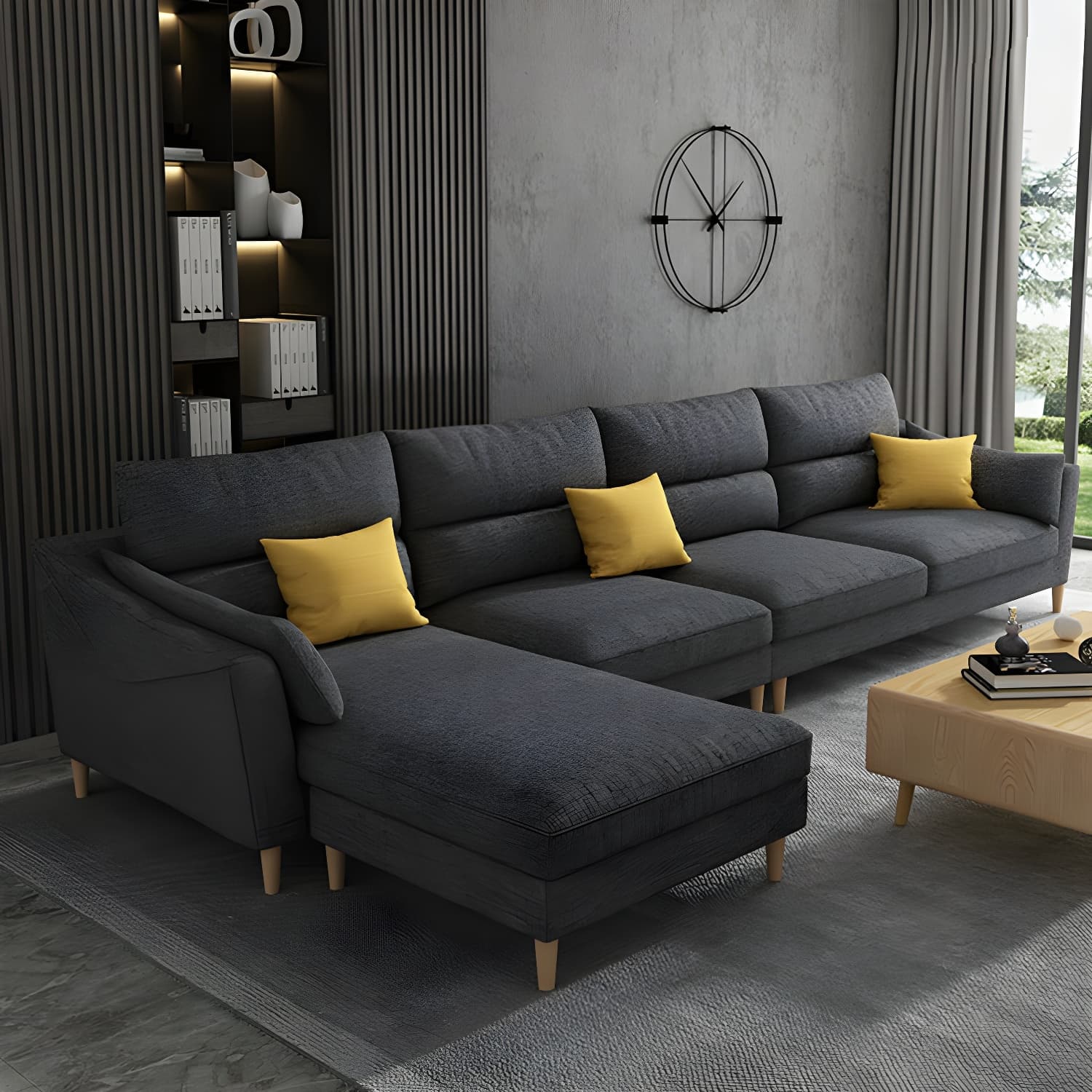 Scandinavian Wood Frame Straight Modular Sofa with Slipcover and Ottoman in 3 Piece Set - image 11