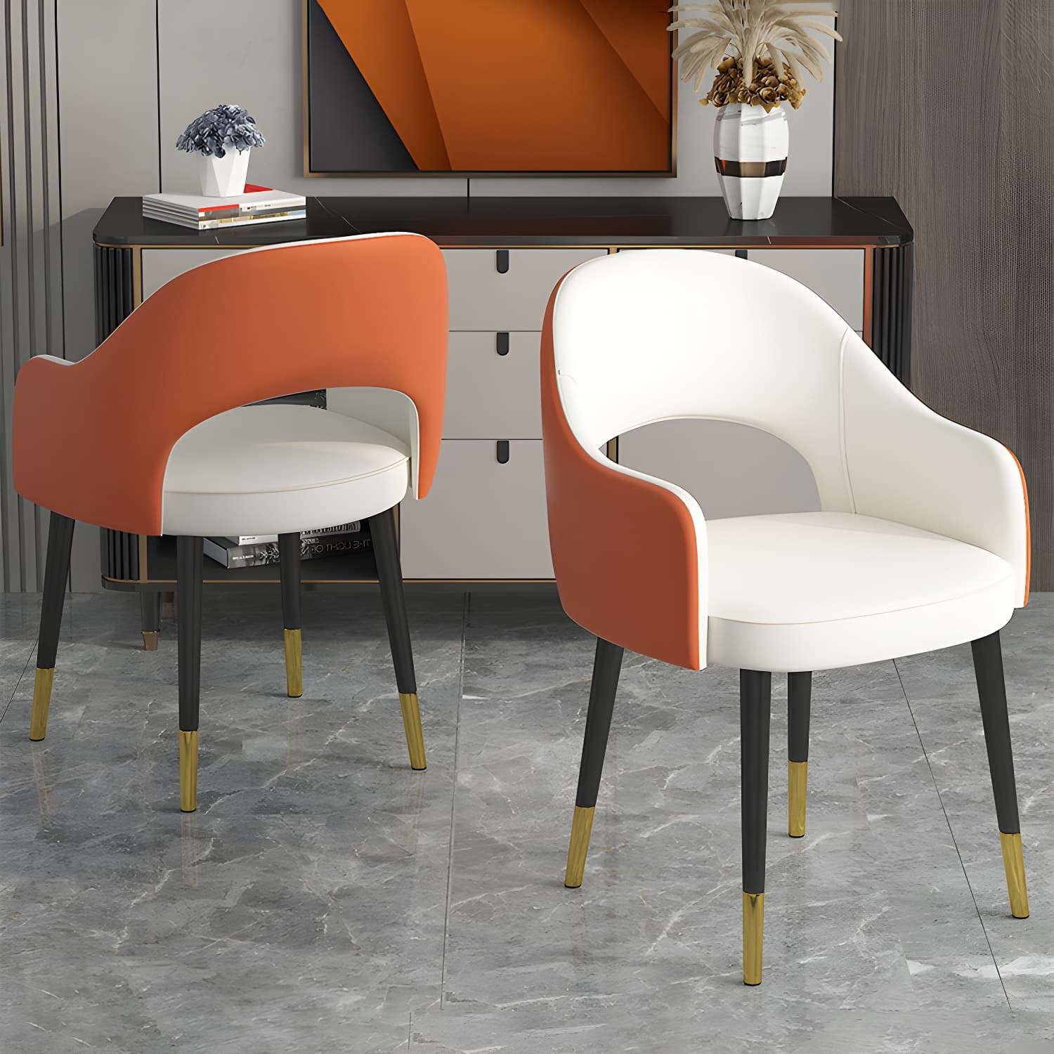 Contemporary Leather Dining Room Chairs Open Back Dining Side Chair for Home Use - image 12