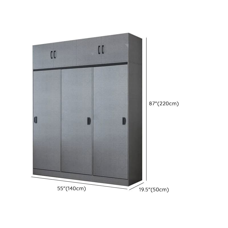 Dove Grey Modern Timber Wardrobe with Self-supporting Design, Soft Close Features, and Clothing Rod - image 13