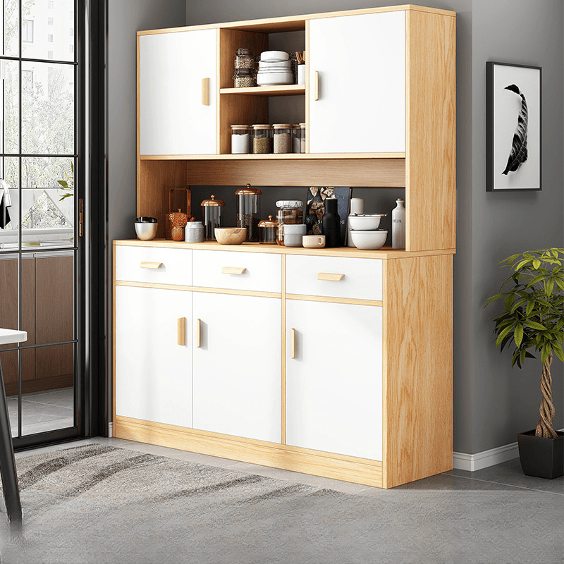 Trendy Narrow Kitchen Cabinet Base with Multiple Drawers and Doors, 2/3 Interior Shelves, Compartment Storage, and Lumber Countertop - image 12