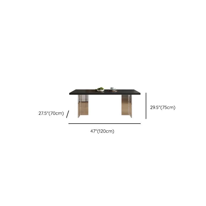 Minimalist Rectangular Dining Table Set with Two-sided Pedestal and Fixed Table, Featuring Back Chairs in Midnight Black - image 8