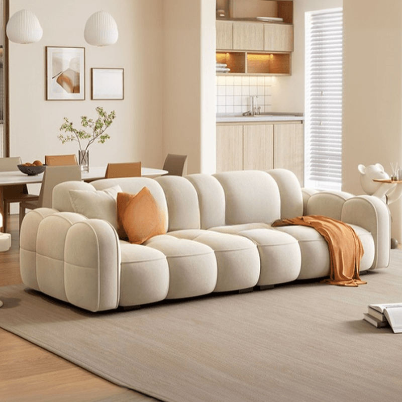 Contemporary Modern Solid Color Water Resistant Standard Sofa in White/Olive Green/Sepia, 4-seater/for 3 with 2 Pillows - image 12