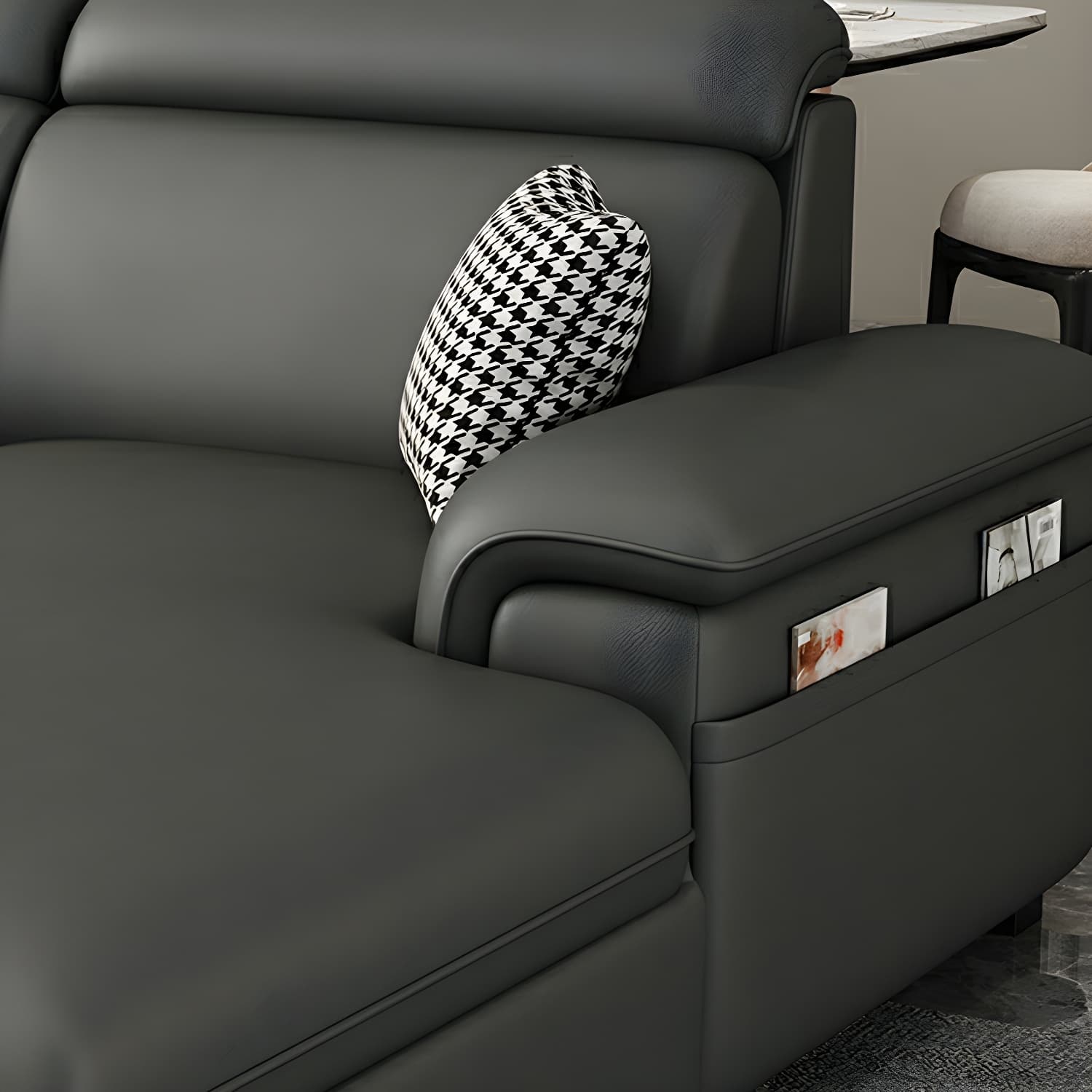 Modern Gray Stationary Sectional Sofa with Pillow Top Arm and Storage - image 7