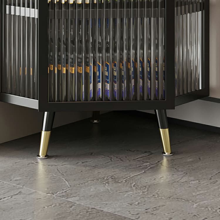 Gold Corner Accent Cabinet with Glass Doors and Metal Shelving - image 9