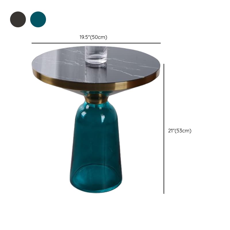 Simplistic Single Side Table with Hardened Glass and Plinth Base, Rounded Top - image 20