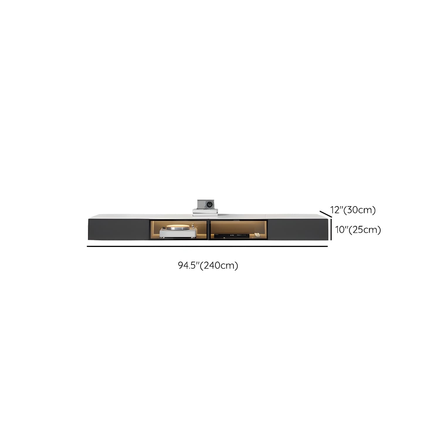 Modern Wall-mounted TV Media Stand Slate Top Wood Frame with Storage - image 14
