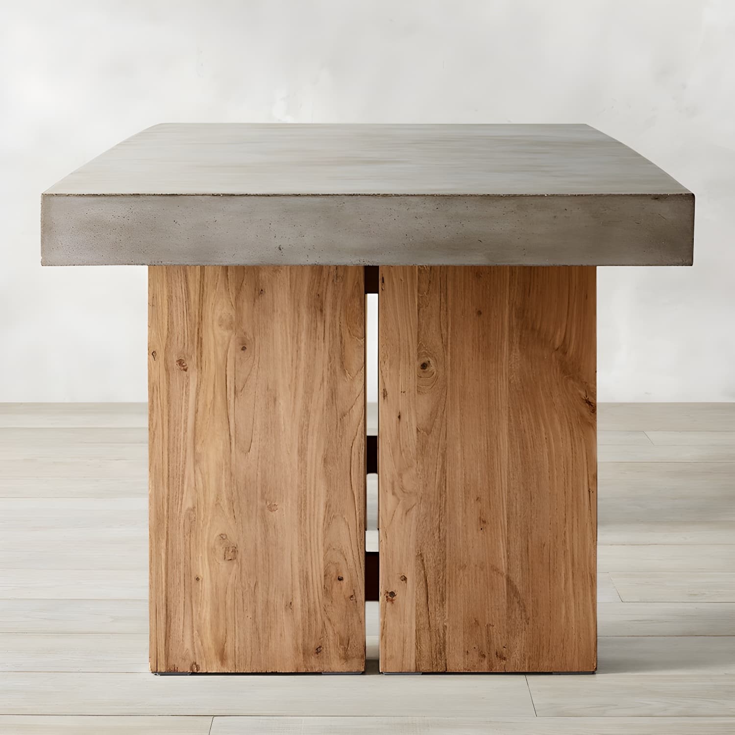 Modern Rectangle Dining table Solid Wood Double Pedestal Table in Grey - image 3