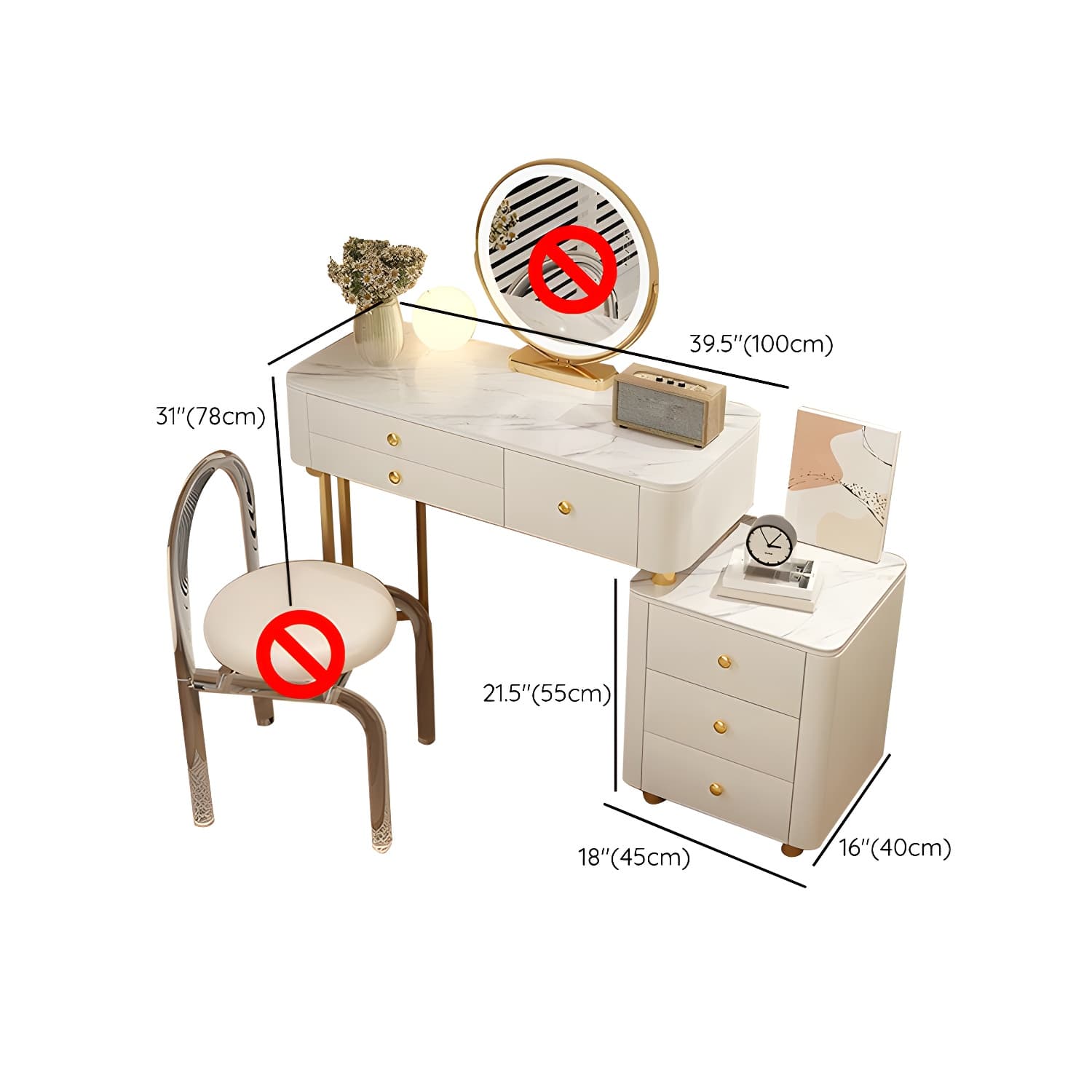 Modern Stone Top Vanity Dressing Table with 6 Drawers for Bedroom - image 18