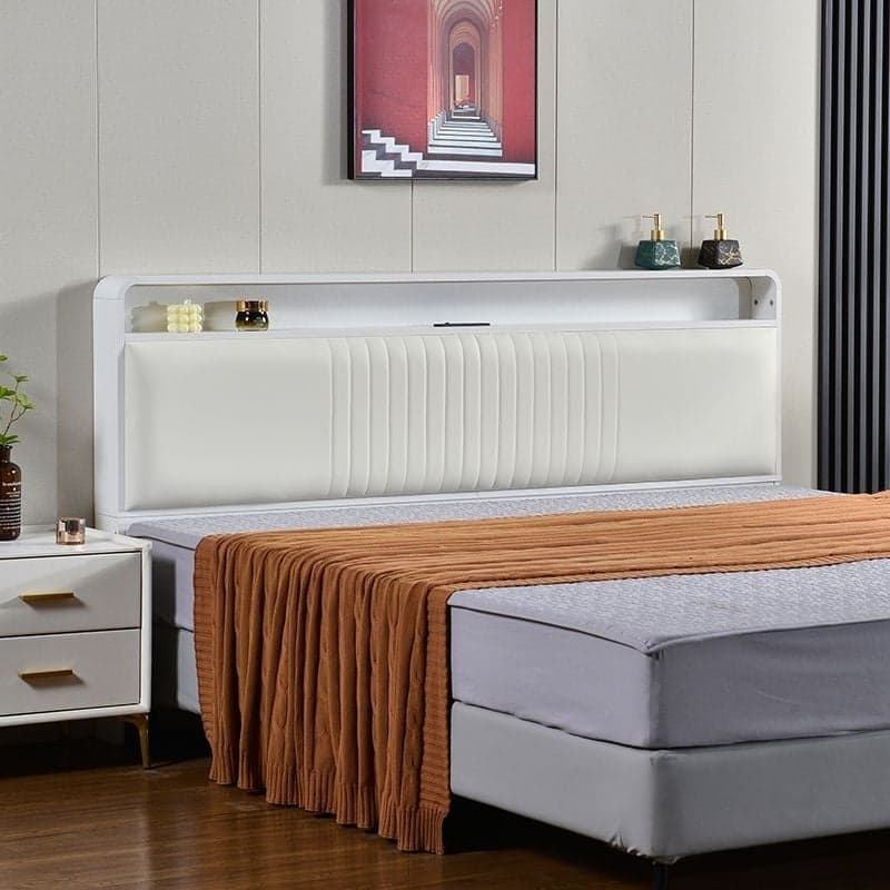 Simplistic Panel Headboard with Shelves, Rectangular Shape for Twin/Full/Twin XL Bed, Featuring Sponge Upholstery, Illumination Light, and Standard Height - image 4