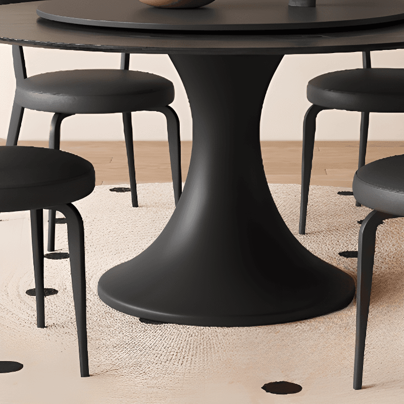 Circular Slate Dining Table Set with Stump Base, Back Seats for 6 or 4, in Espresso - image 3