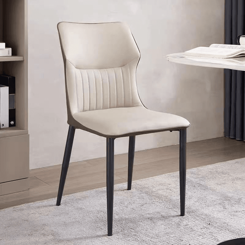 Minimalist Side Chair with Closed Back, Padded Upholstery, and Ink Metal Legs - image 5