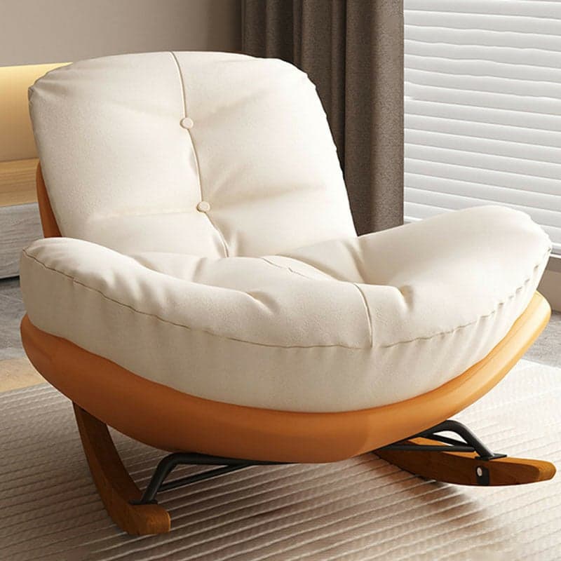 Cotton Upholstered Indoor Rocking Chair with Solid Wood Legs, Compact Design for Small Spaces - image 5