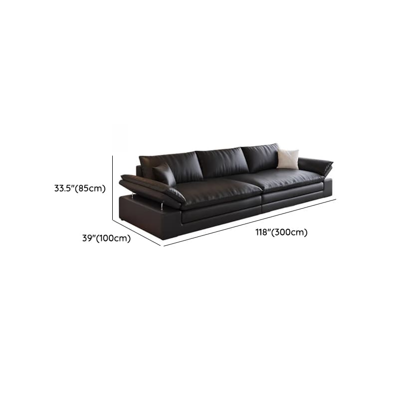 Modish Solid Color Scratch-durable Standard Sofa in Midnight Black, Seats 4/3/2-seater with 2 Pillows - image 12
