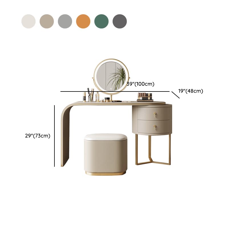 Standard Vanity Set with PU Table Top, Grey/Olive Green/Citrus Color Cushioned Stool, 2 Drawers, Mirror Lights, and Chair Included - image 12