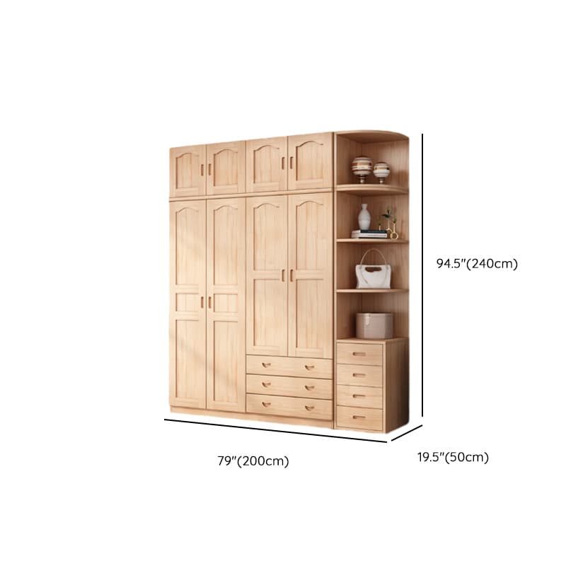Modish Natural Color Reclaimed Wood Wardrobe Armoire with Soft Close Drawer, Soft Close Door - image 33