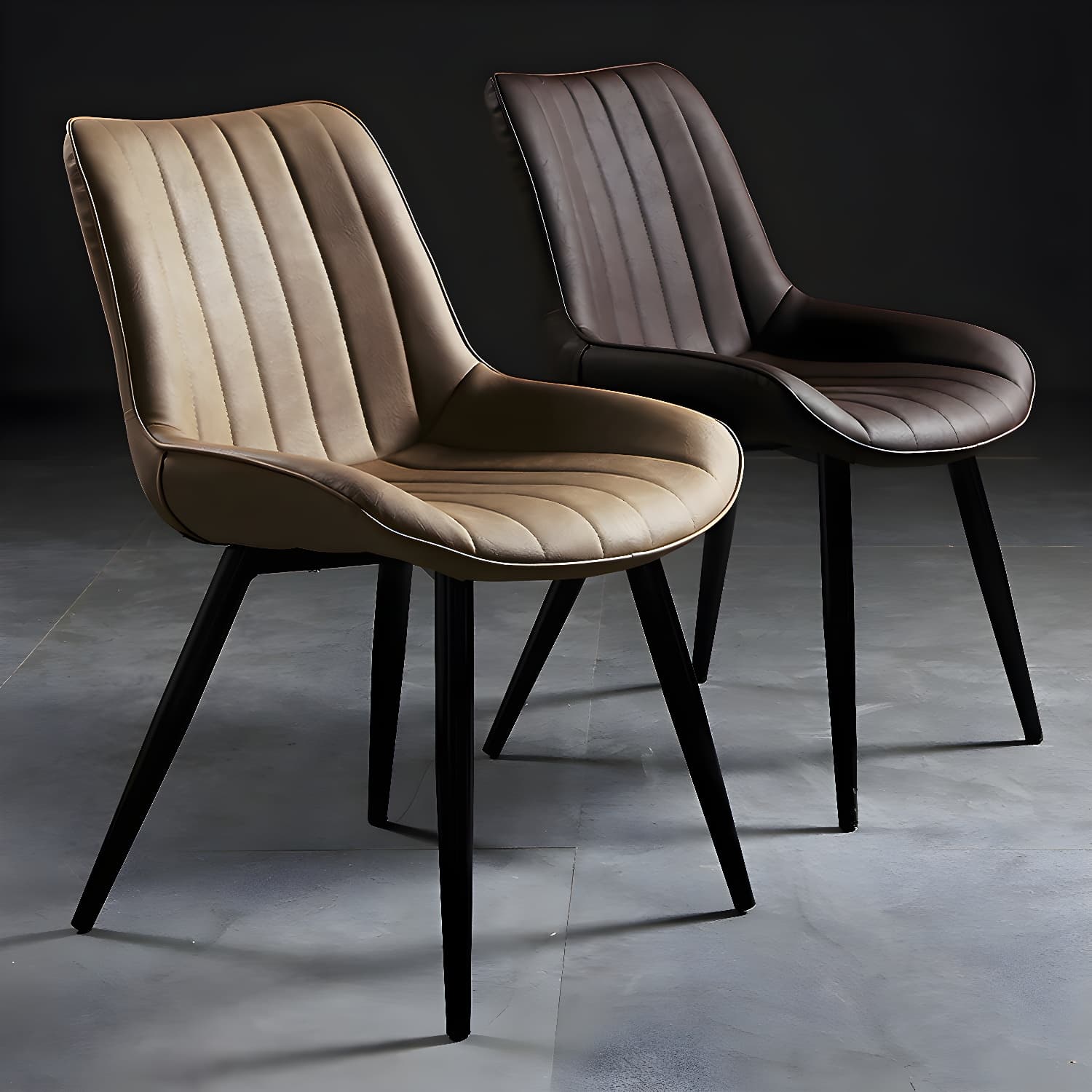 Modern Design Faux Leather Side Chair with 4 Metal Black Finish Legs Solid Back Armless Chair - image 9
