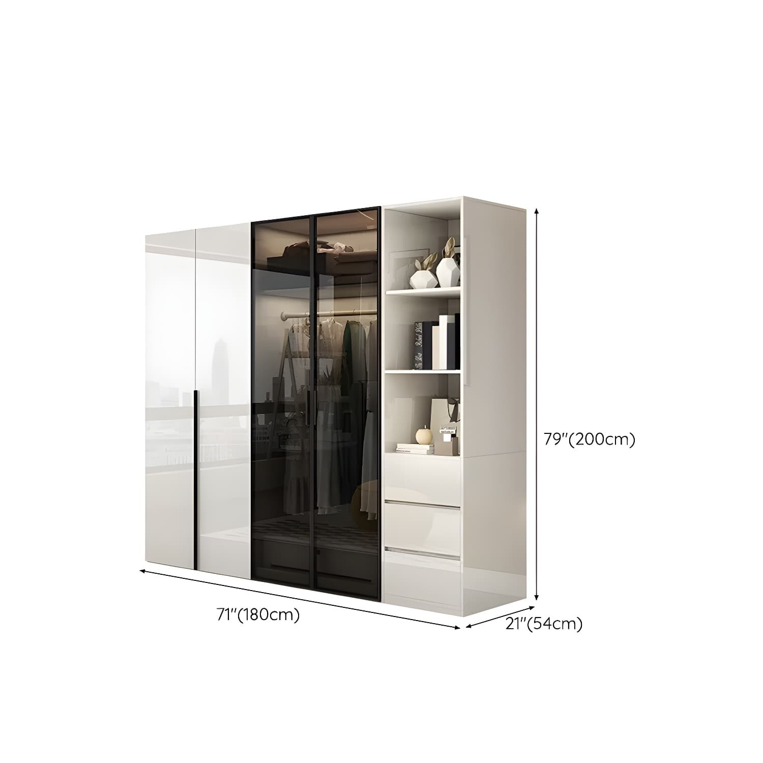 Sleek White Wood Wardrobe Armoire with Soft Close Drawers and Shelves - image 29