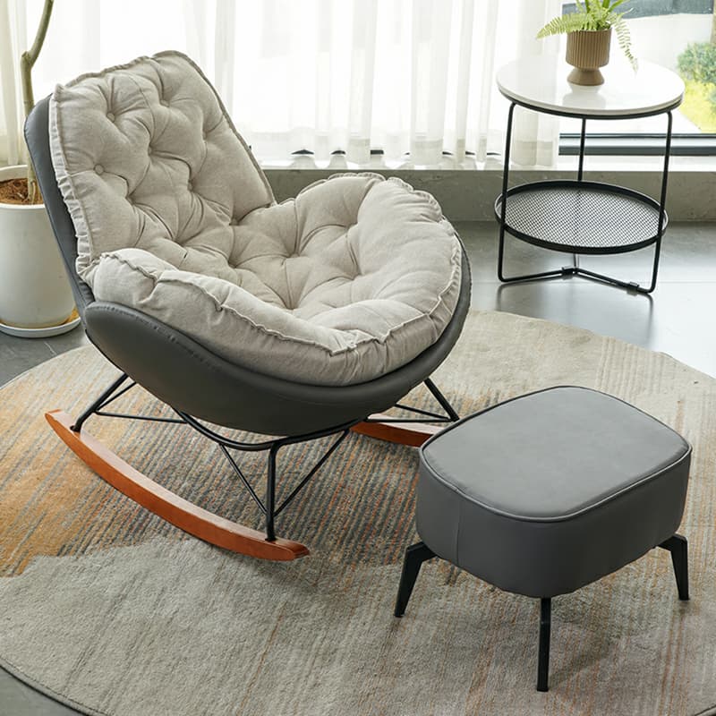 Ergonomic and Stationary Solid Wood Maternity Rocking Chair with Back and Flared Arm - image 17