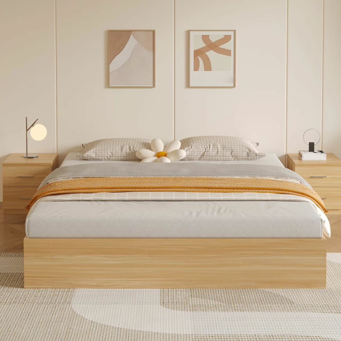 Modern Simple Style Bed Wood No Headboard for Living Room - image 8