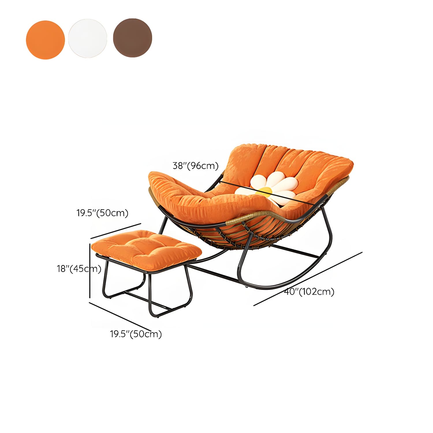 Modern Metal Indoor Rocking Chair with Upholstered Seat - Armless Design for Comfortable Seating - image 17